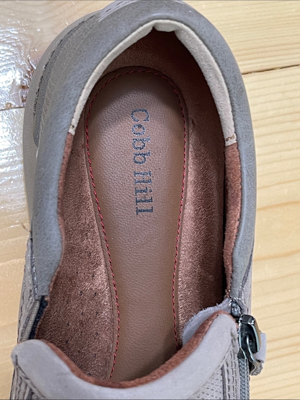 Cobb Hill Skylar Zip Slip-On Sneaker Taupe Suede Mesh Comfort Flat Size 8 - Picture 2 of 16